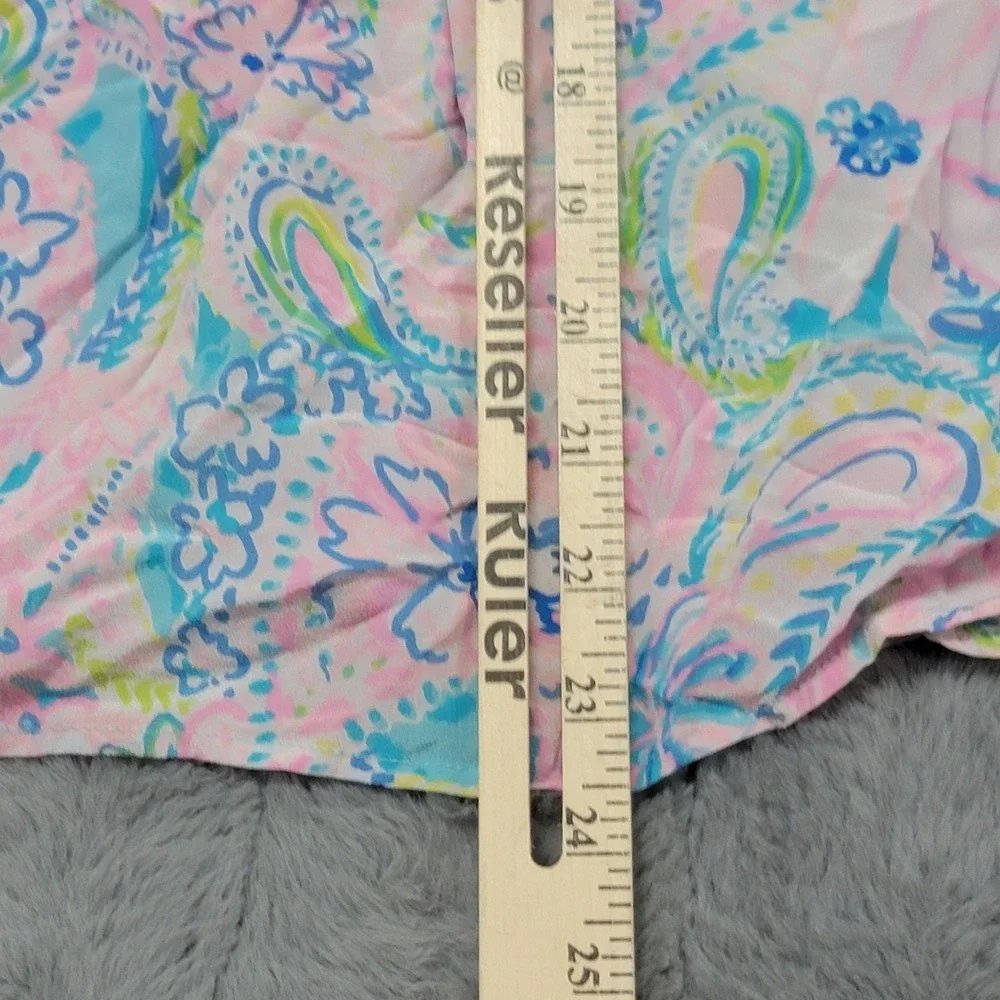 Lilly Pulitzer Blouse Womens XS Elsa Silk Floral Paisley Sheer Tunic Top Boho